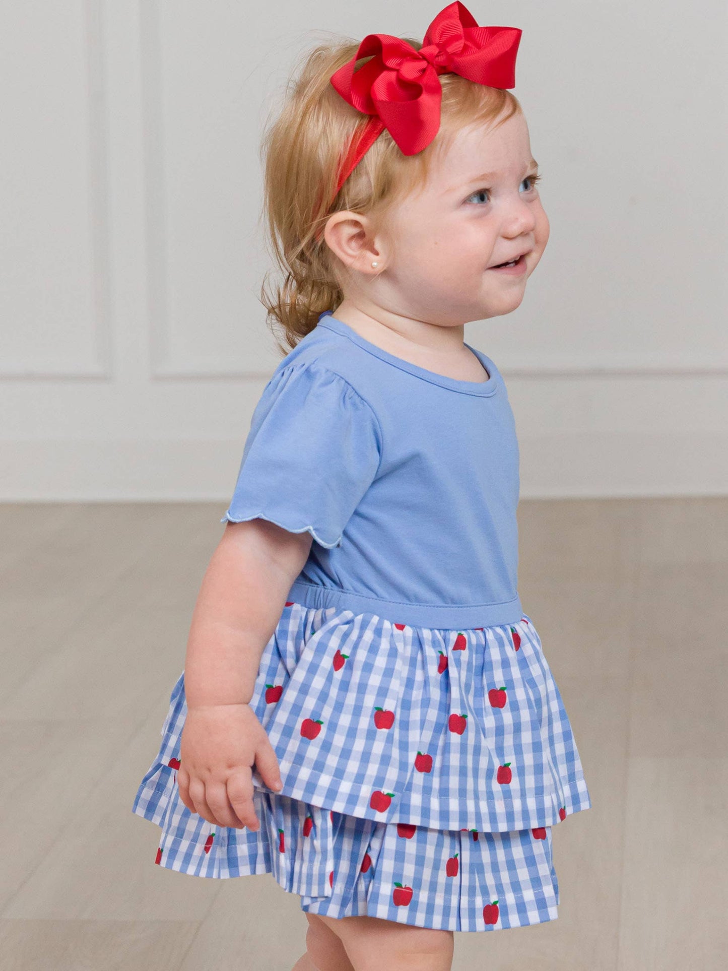 Baby Girls Apple Orchard Classic Gingham Short Sleeve Skirted Romper
: Blue / 12-18m