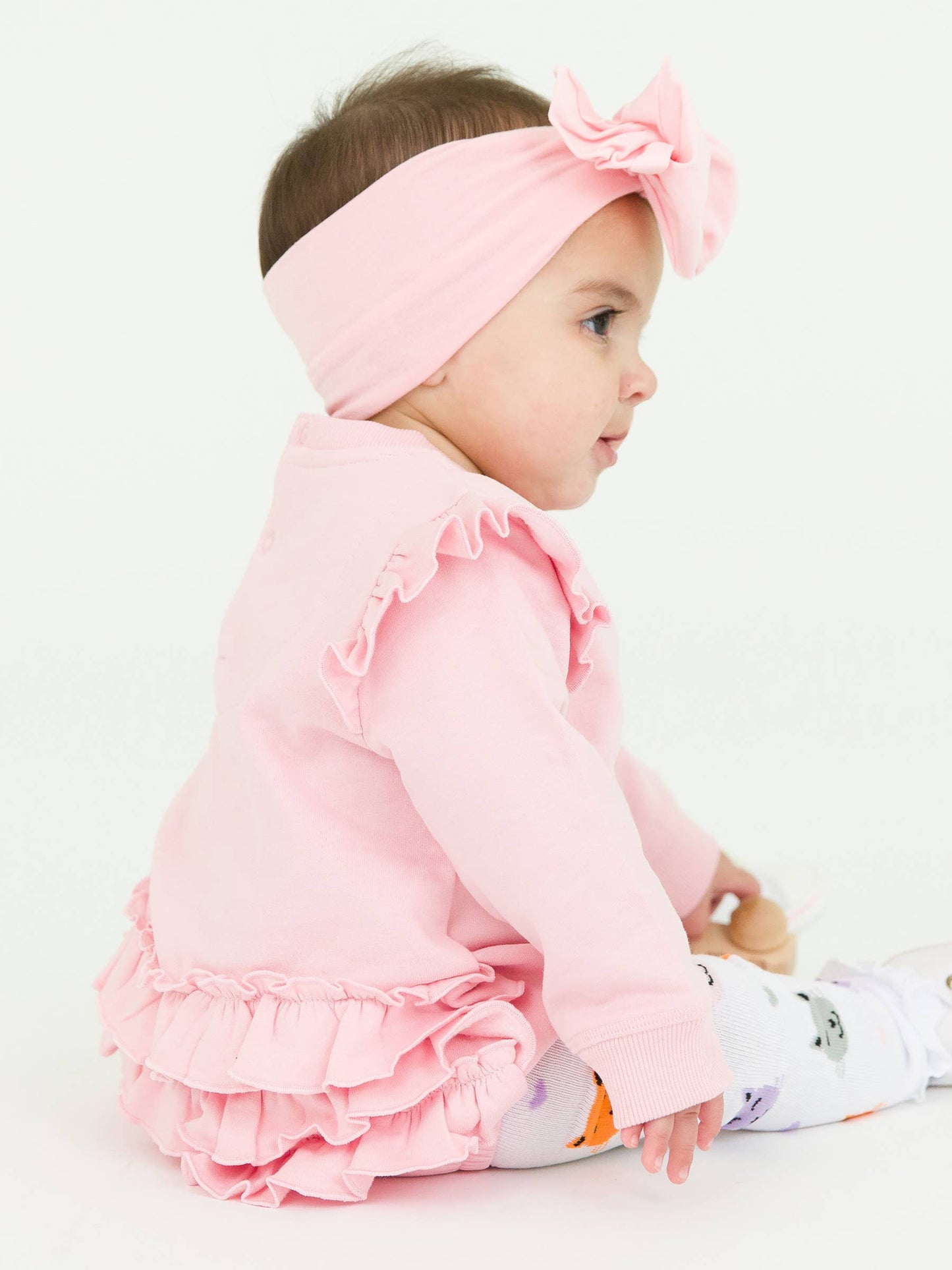 Baby Girls Pink Sweatshirt Bubble Romper
: Pink / 18-24m