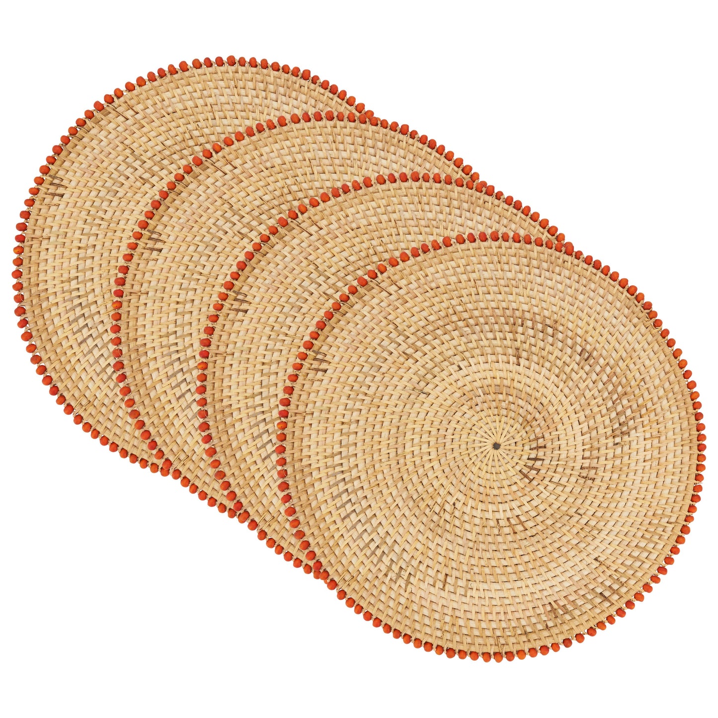 Beaded Border Placemat: Orange / 15" - Edwina Alexis