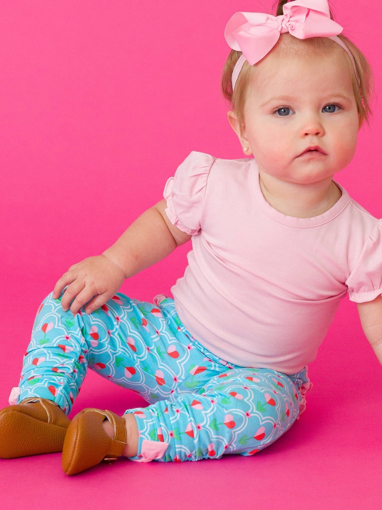 Baby Girls Pink Knit Puff Short Sleeve Bodysuit: Pink / 12-18m
