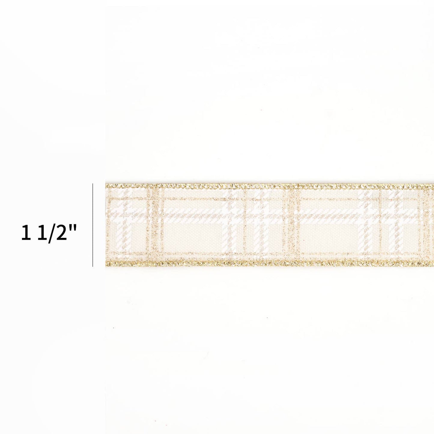 1 1/2" Wired Ribbon | "Metallic Check" White/Multi |10 Yards - Edwina Alexis
