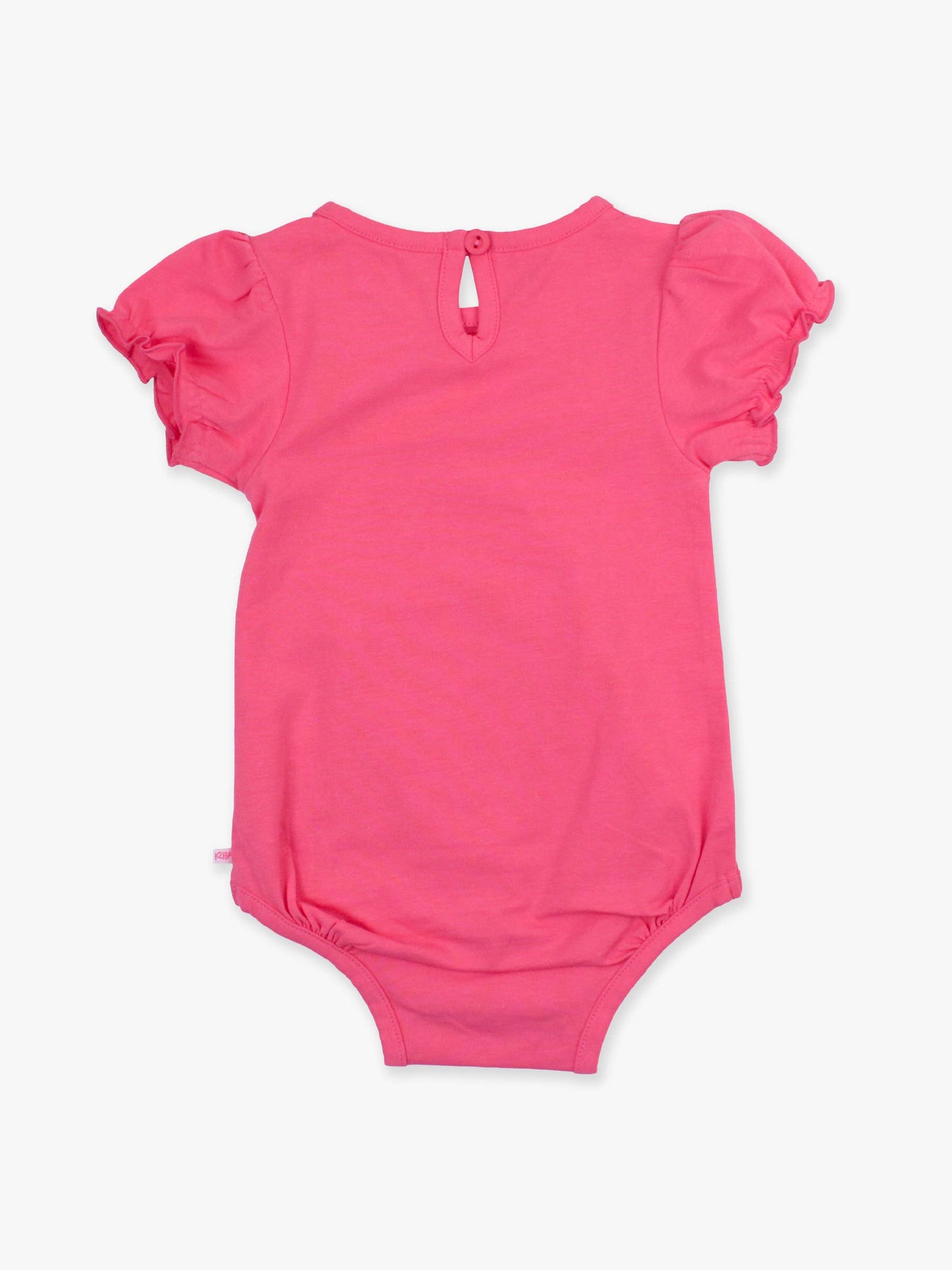Baby Girls Hot Pink Knit Puff Short Sleeve Bodysuit: Pink / 12-18m