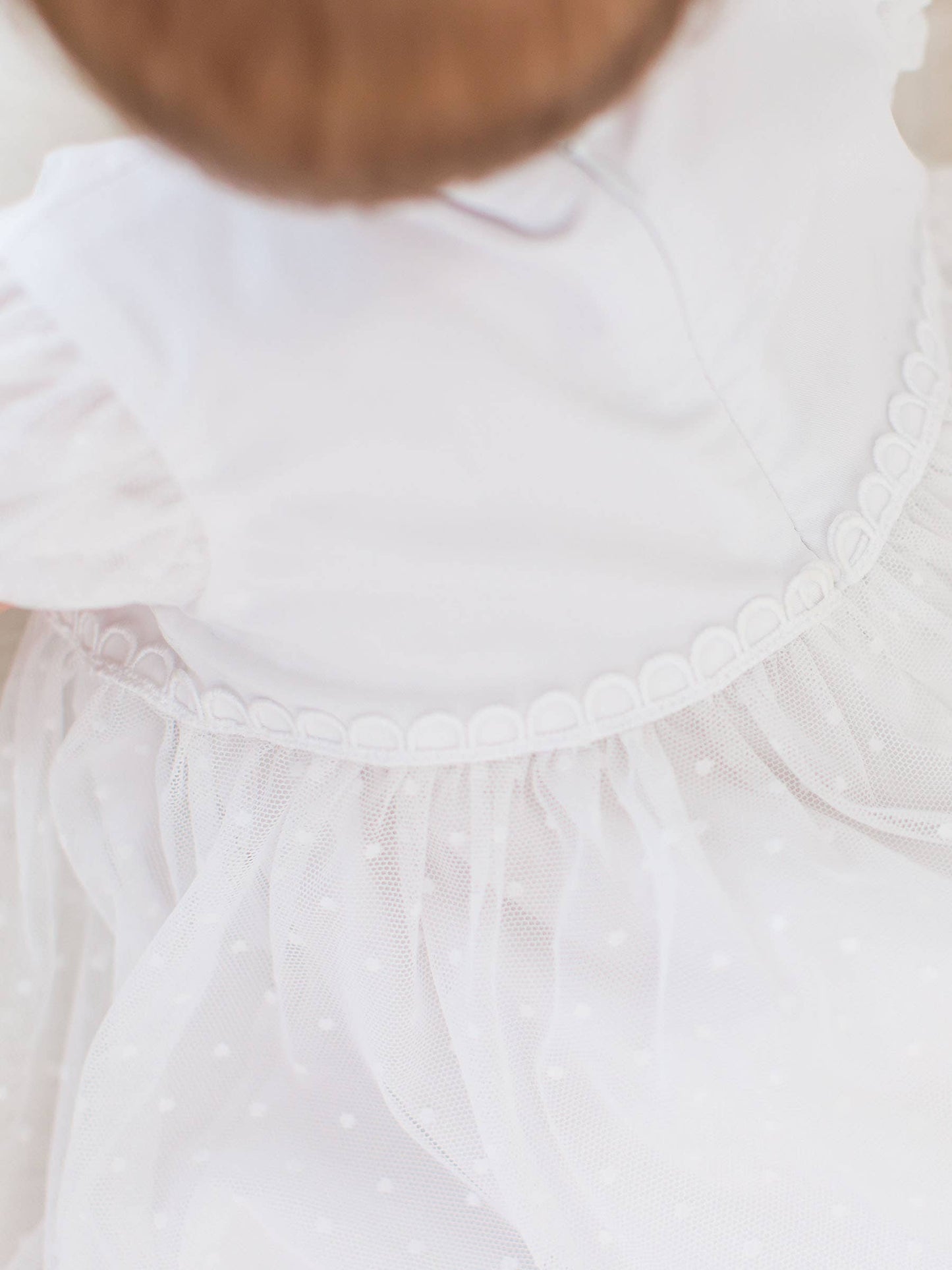 Baby Girls White Dotted Tulle Dress & RuffleButt Set: White / 12-18m
