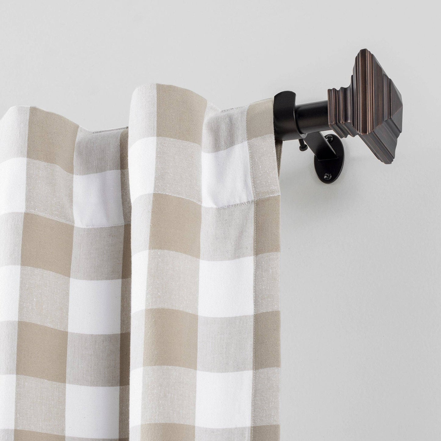 Florence 1" Window Drapery Single Curtain Rod with Stacked Square Finial: Antique Bronze / 48"-86"