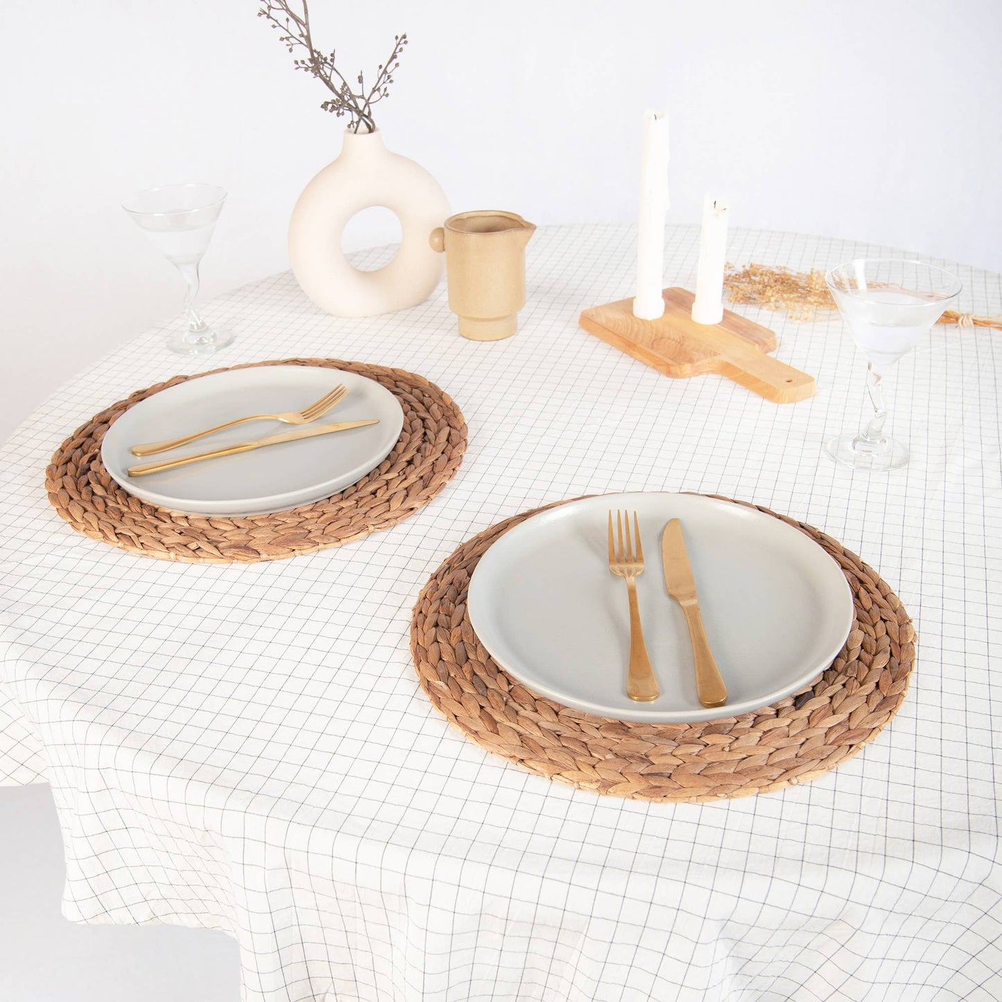 Guaria Tablecloth (Charcoal Grid): 60x120 inch - Edwina Alexis