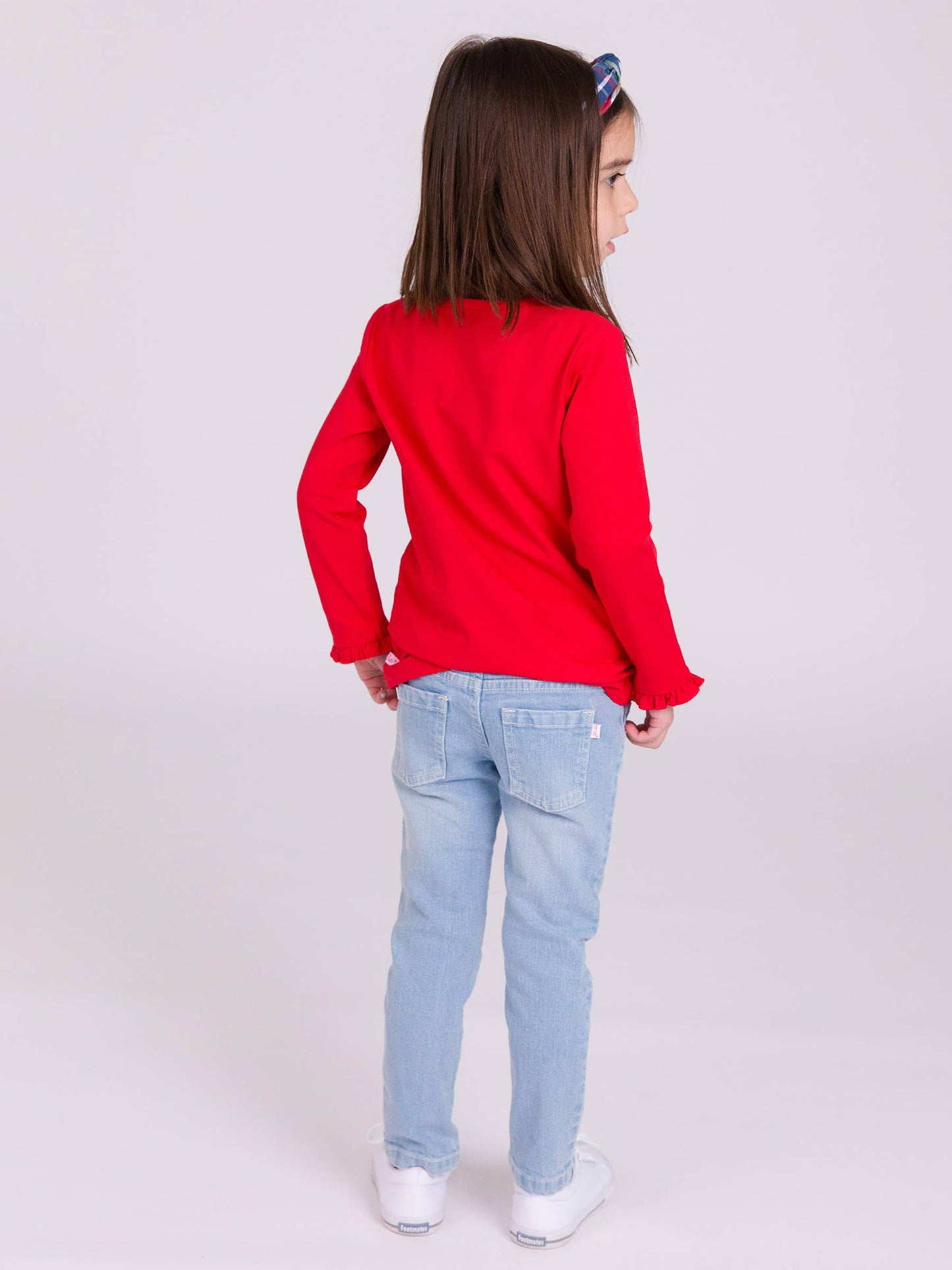 Girls Red Knit Long Sleeve Ruffle Sleeve Top
: Red / 18-24m