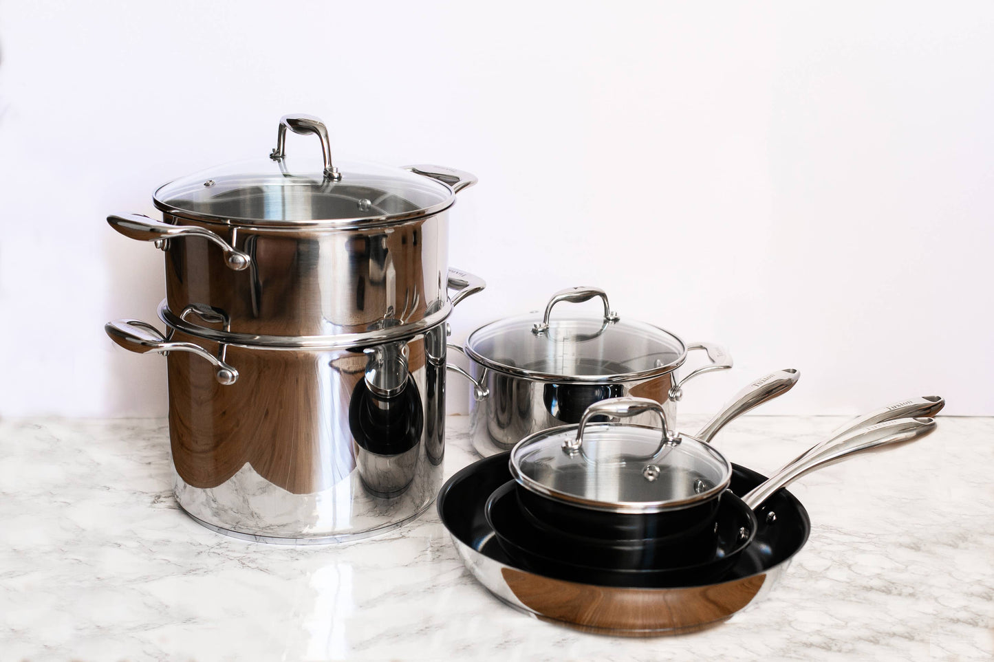 Stainless Steel Ceramic Nonstick 10pc Cookware Set PTFE Free: Housewarming - Edwina Alexis