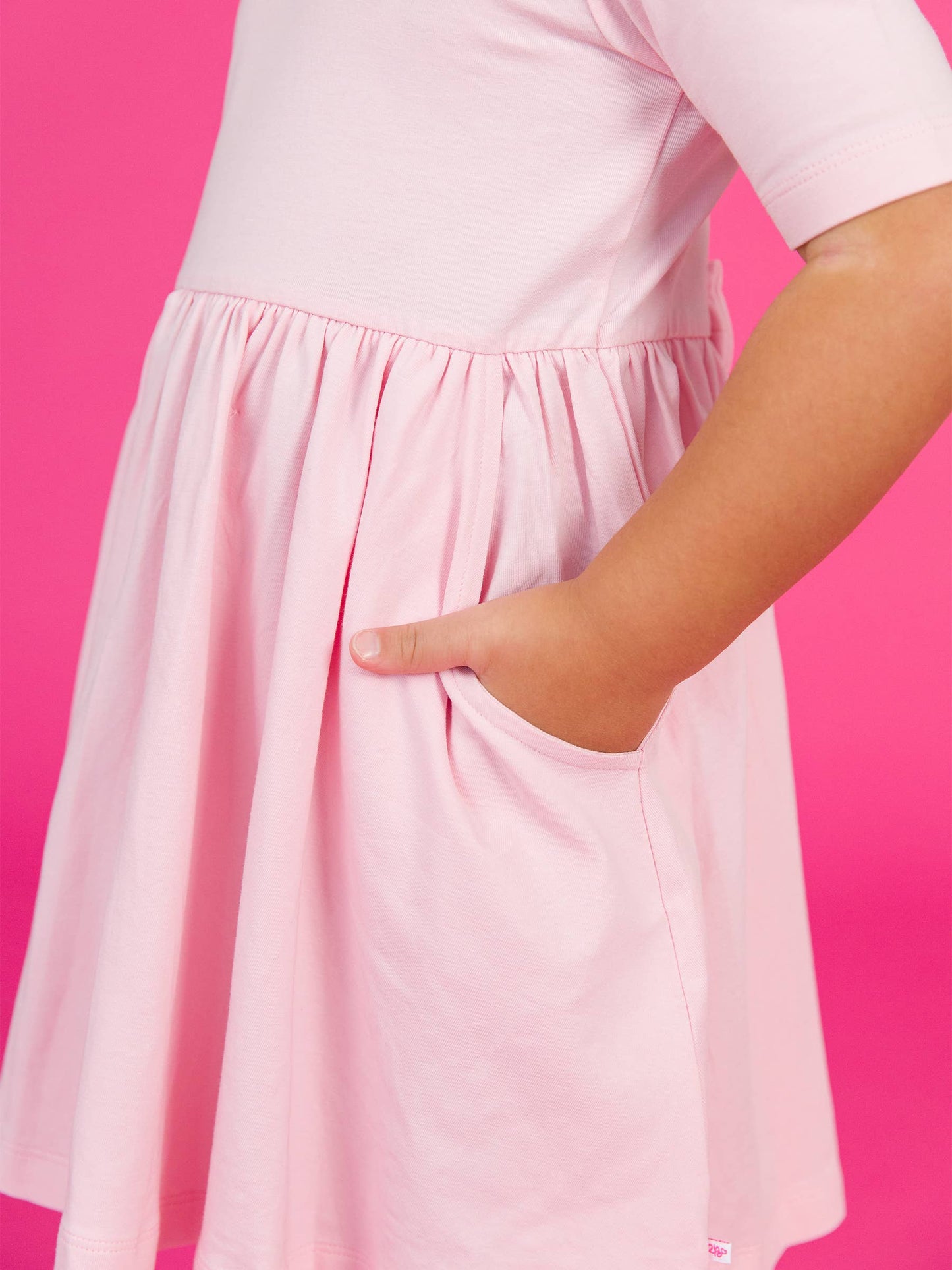 Girls Pink Short Sleeve Knit Twirl Dress: Pink / 12-18m