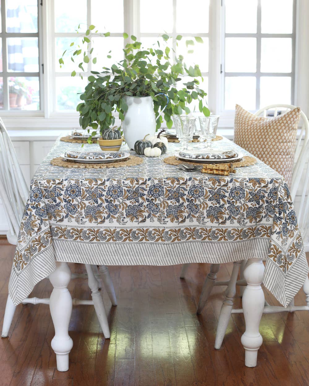 Tablecloth Cordoba Caramel Indigo: 60x92 - Edwina Alexis