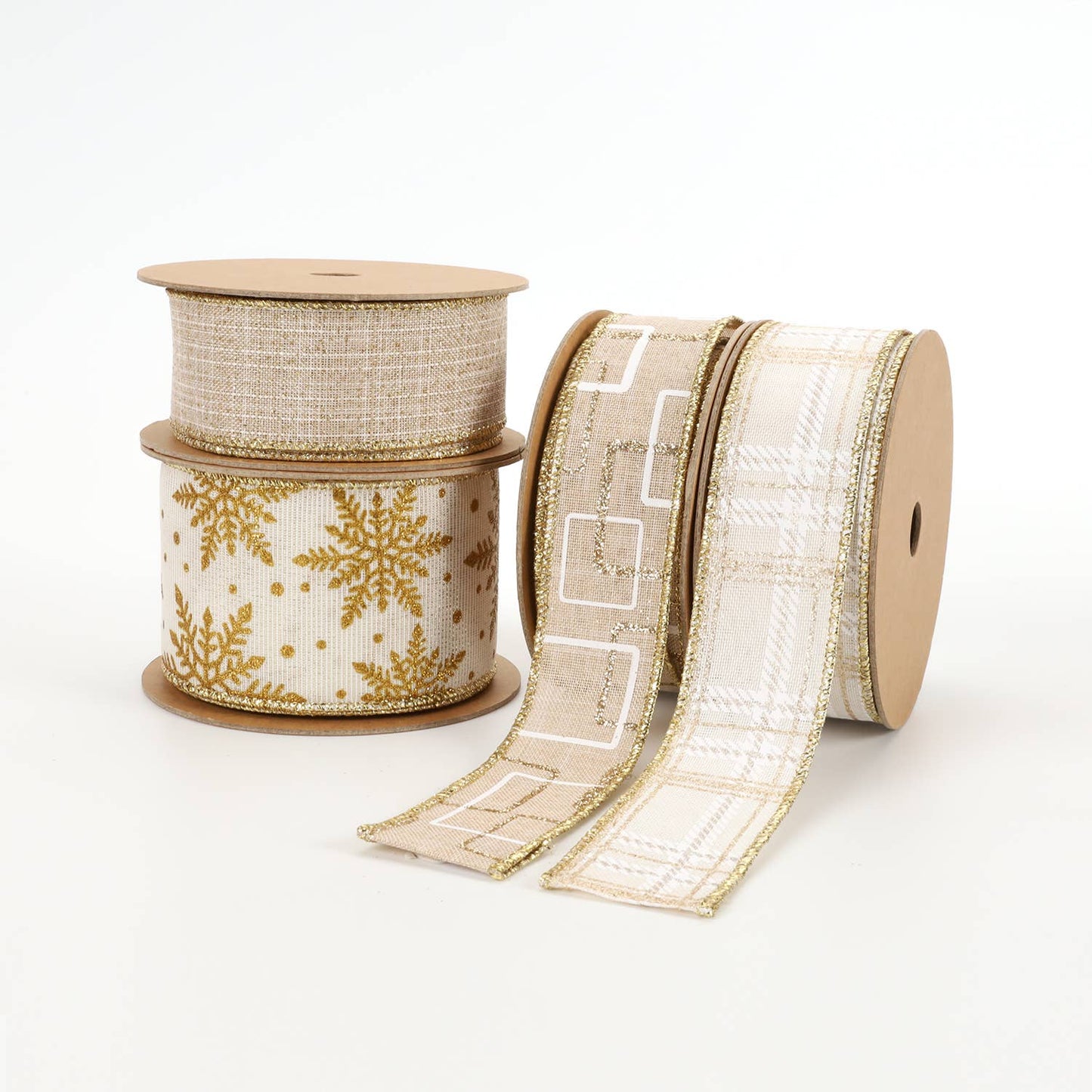 1 1/2" Wired Ribbon | "Metallic Check" White/Multi |10 Yards - Edwina Alexis