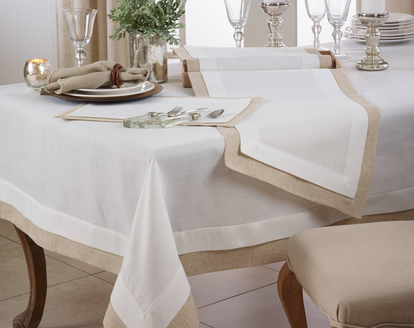 Double Layer Tablecloth: Ivory / 67"x180" - Edwina Alexis