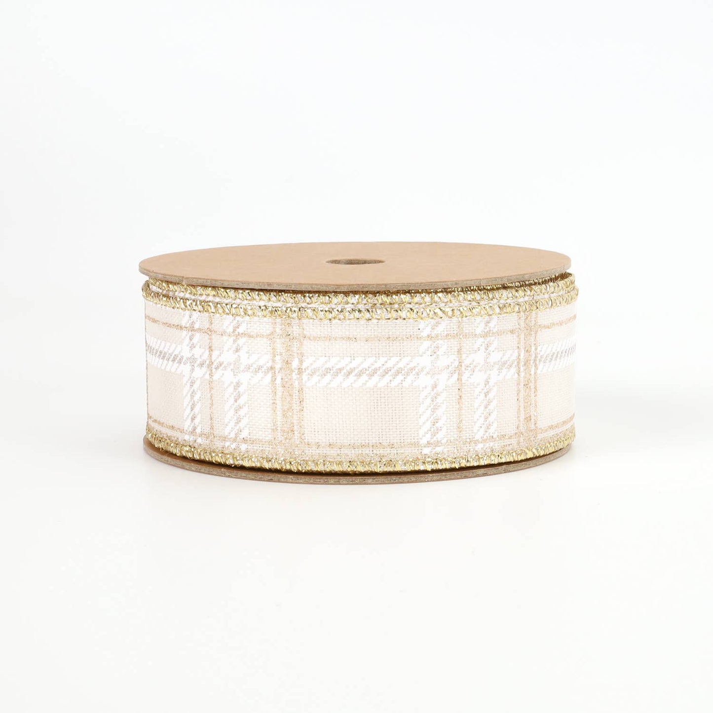 1 1/2" Wired Ribbon | "Metallic Check" White/Multi |10 Yards - Edwina Alexis