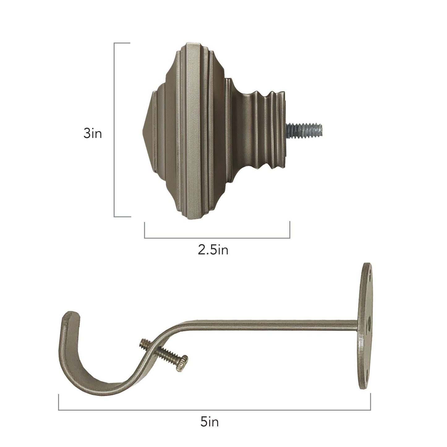Florence 1" Window Drapery Single Curtain Rod with Stacked Square Finial: Antique Bronze / 48"-86"