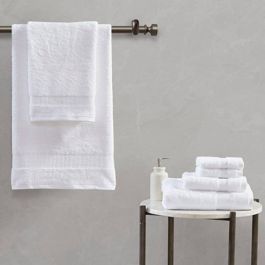 100% Egyptian Cotton 6-Piece Towel Set, White - Edwina Alexis