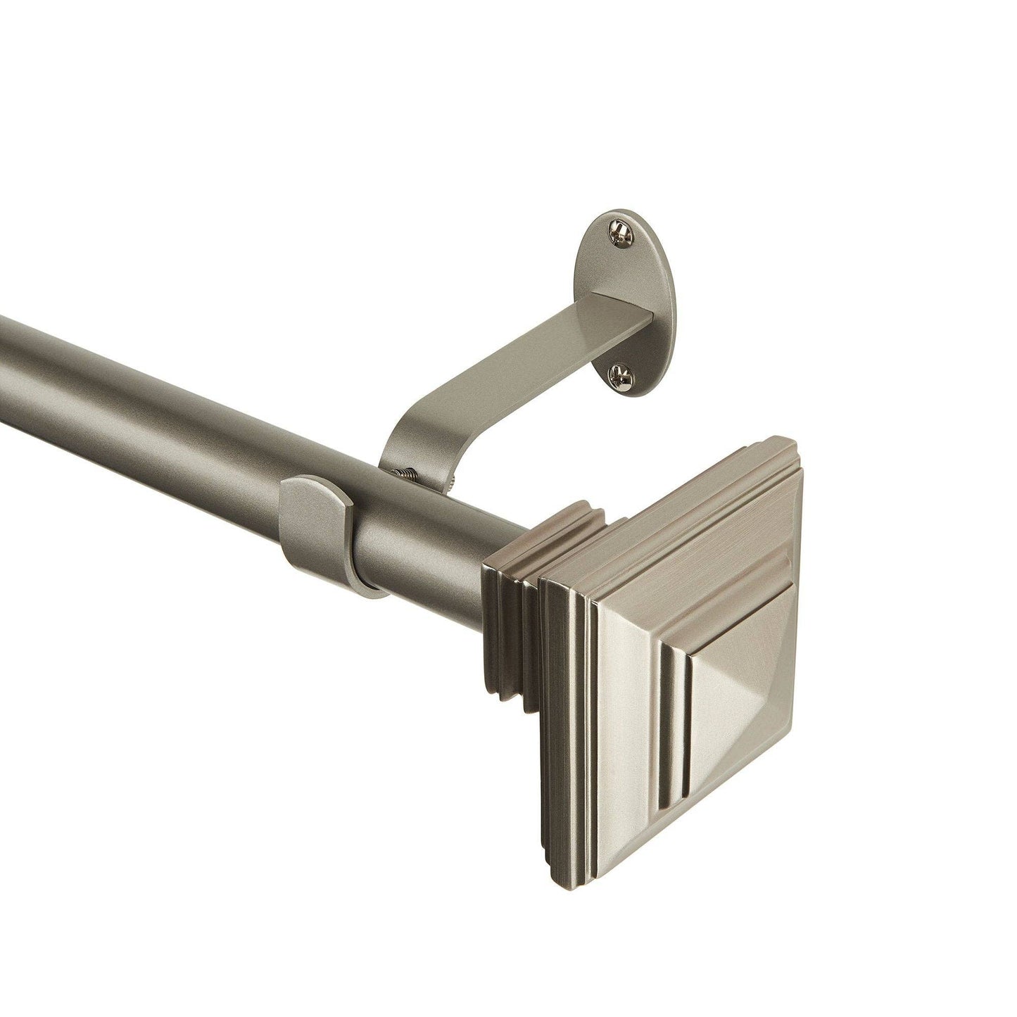 Florence 1" Window Drapery Single Curtain Rod with Stacked Square Finial: Antique Bronze / 48"-86"