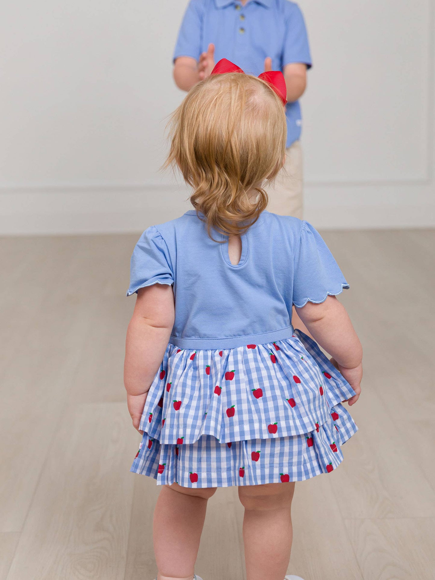 Baby Girls Apple Orchard Classic Gingham Short Sleeve Skirted Romper
: Blue / 12-18m