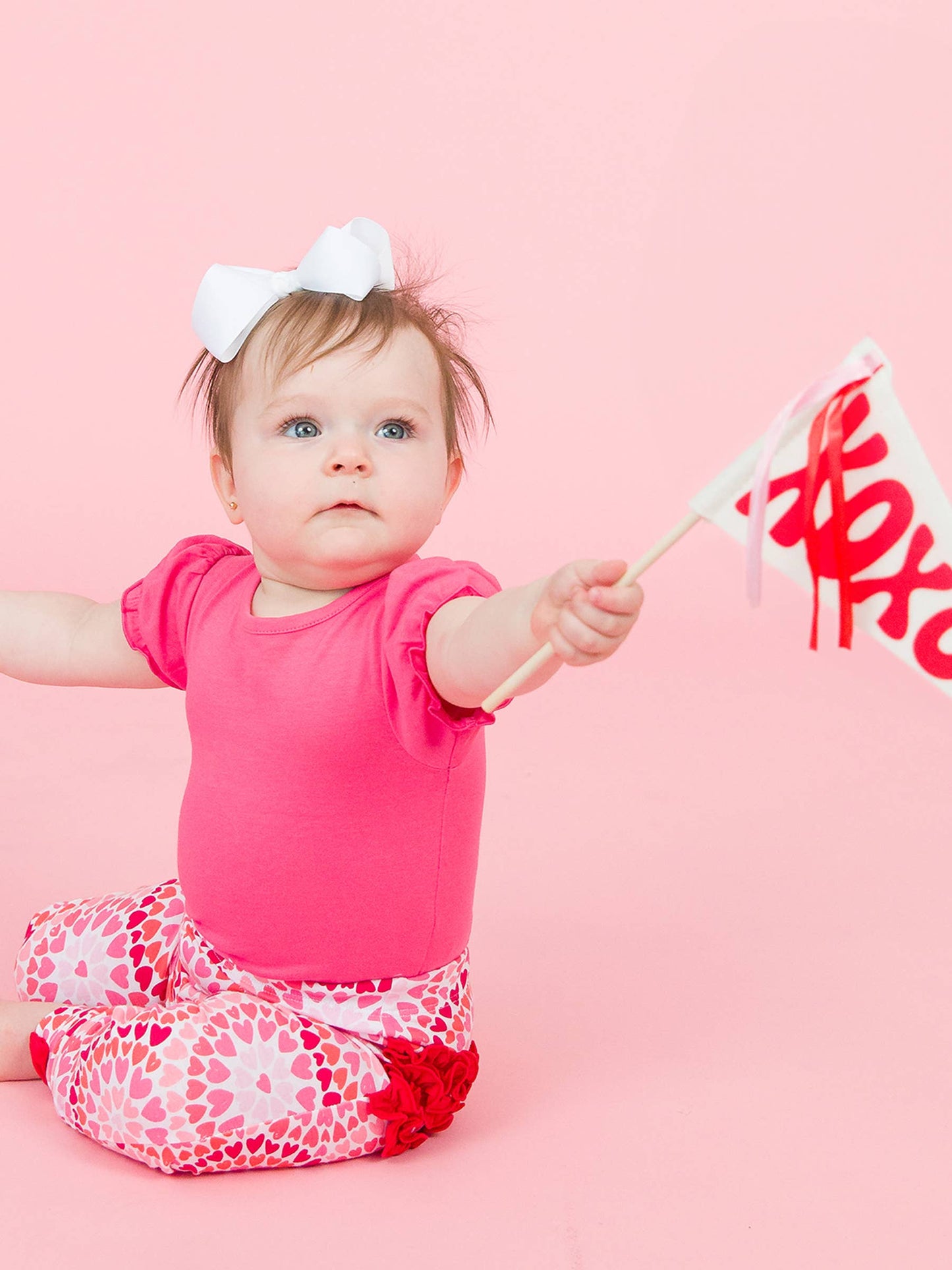Baby Girls Hot Pink Knit Puff Short Sleeve Bodysuit: Pink / 12-18m