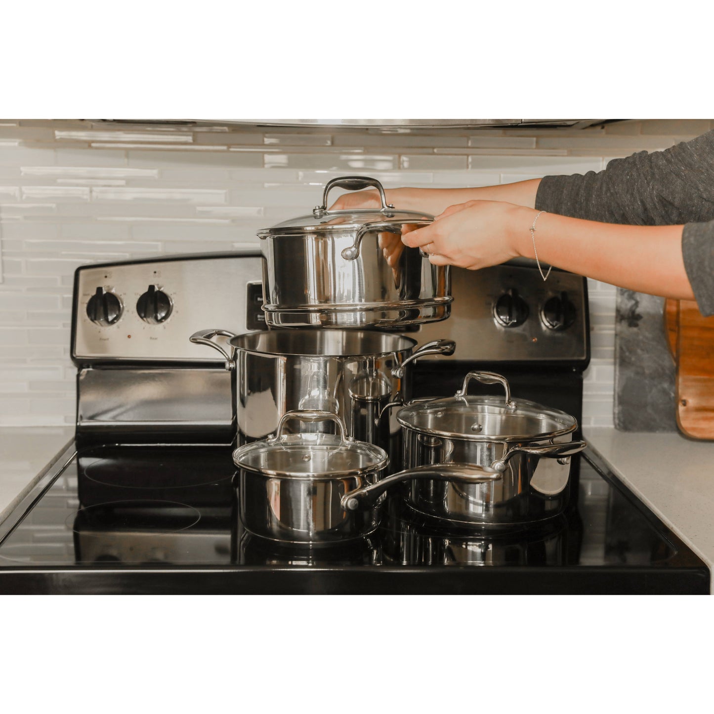 Stainless Steel Ceramic Nonstick 10pc Cookware Set PTFE Free: Housewarming - Edwina Alexis