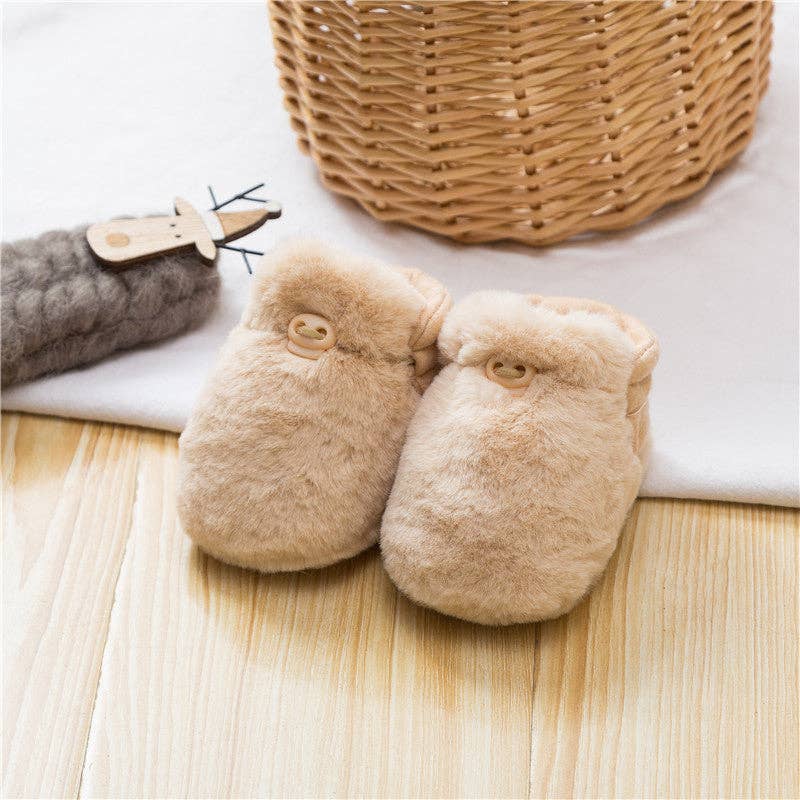 Newborn Baby Solid Color Plush Warm Shoes Outfits In Autumn: White / XS (0-6M) - Edwina Alexis