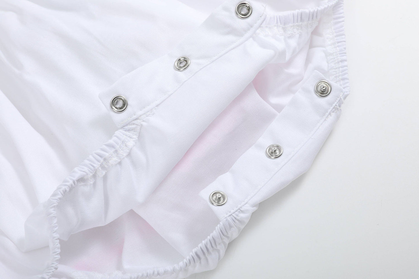 White and Pink Bows Smocked Ruffle Romper: 12-18M