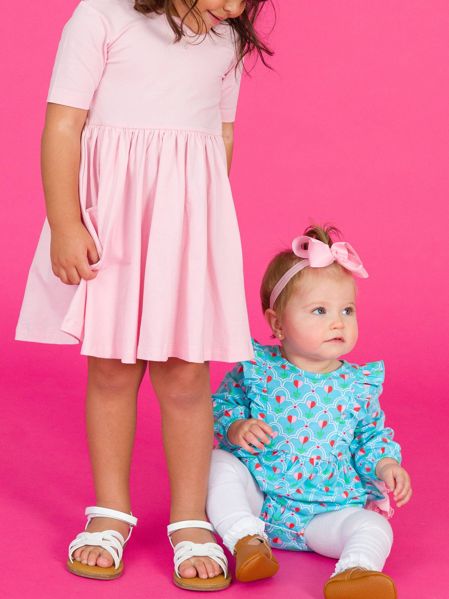 Girls Pink Short Sleeve Knit Twirl Dress: Pink / 12-18m