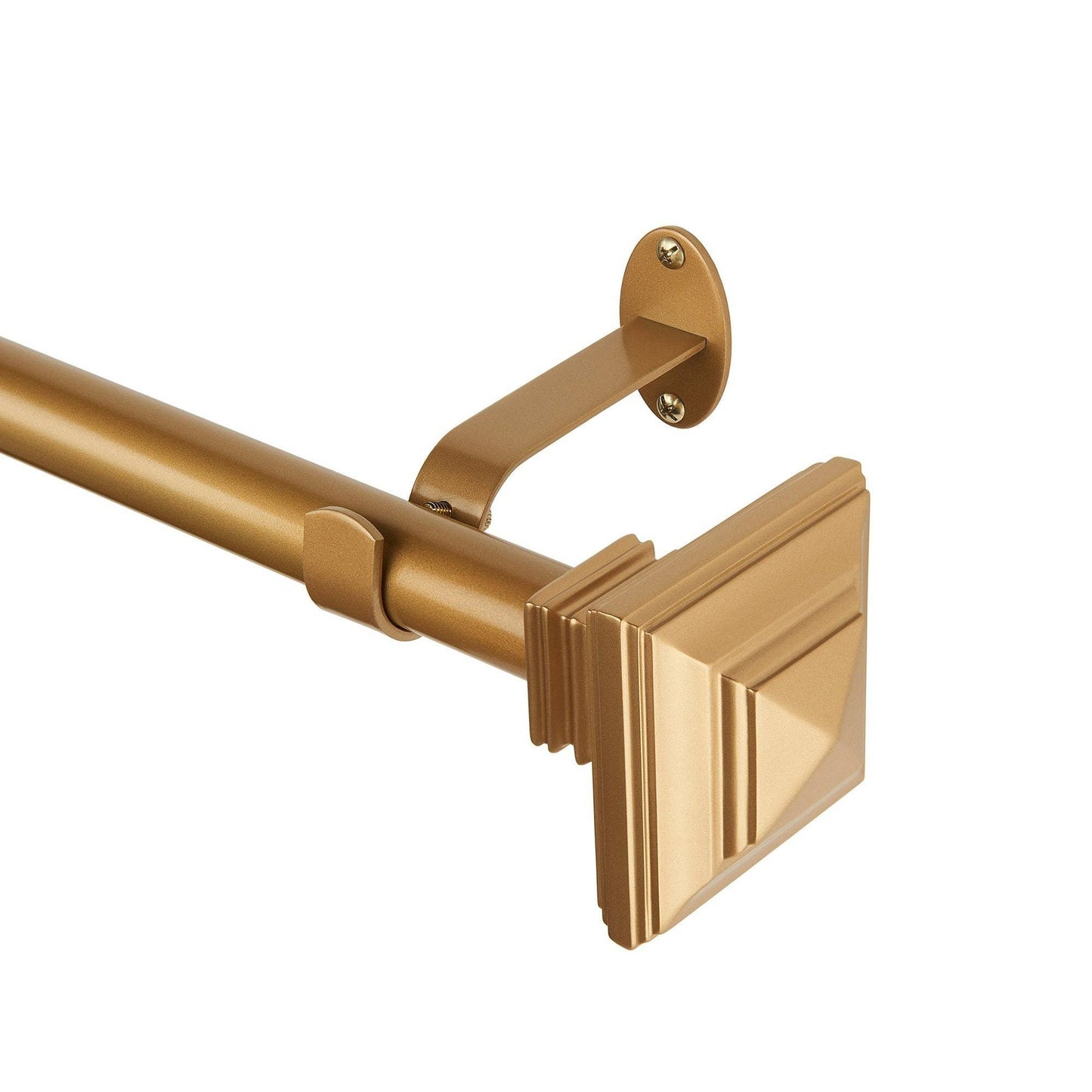Florence 1" Window Drapery Single Curtain Rod with Stacked Square Finial: Antique Bronze / 48"-86"