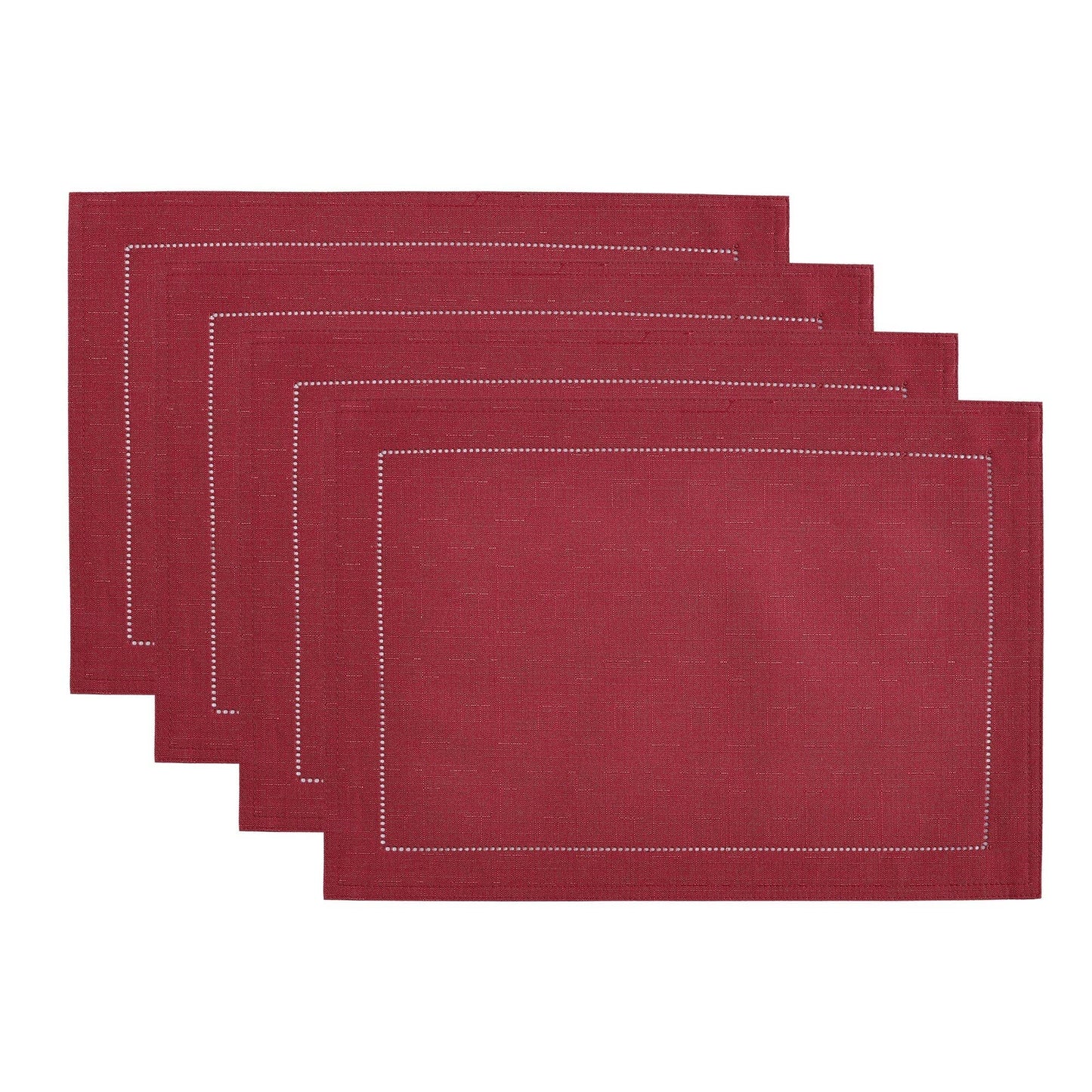 Alison Hemstitch Border Fabric Placemat, Set of 4 - 13"x19": Fog