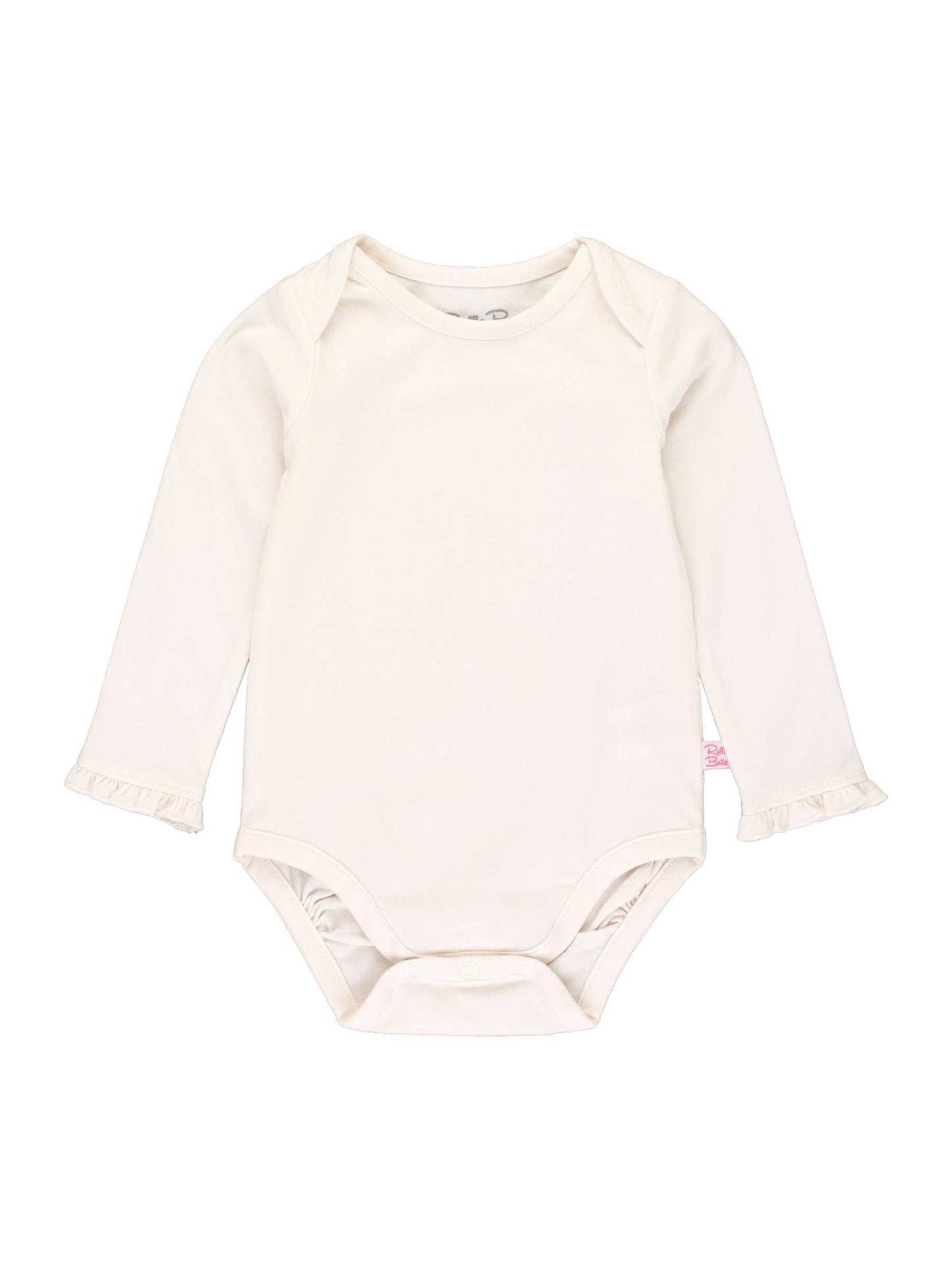 Girls Ivory Knit Long Sleeve Ruffle Bodysuit: Off-White / 12-18m