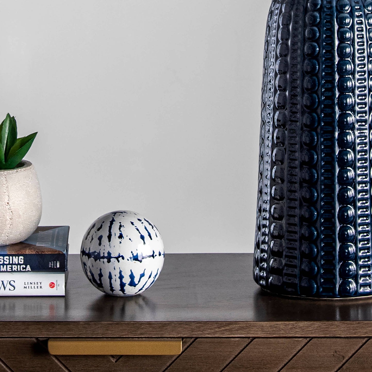 Flint 30" Ceramic Table Lamp: Navy / 100% Ceramic / 30" H x 15" W x 15" D - Edwina Alexis