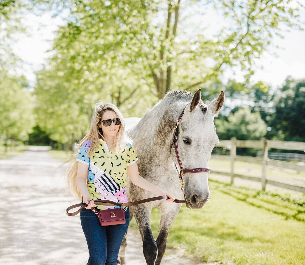 The Derby Halter: Warmblood / Havana Leather with Navy Padding - Edwina Alexis