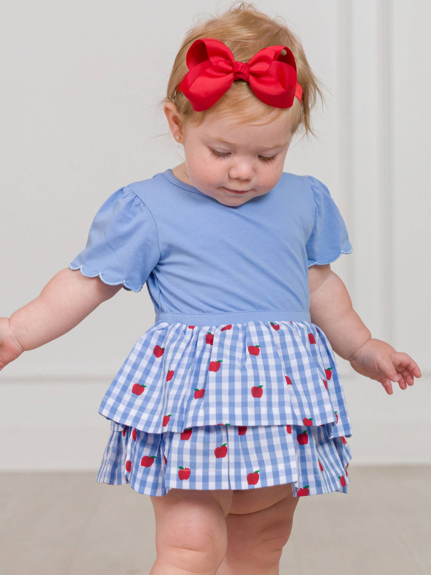 Baby Girls Apple Orchard Classic Gingham Short Sleeve Skirted Romper
: Blue / 12-18m