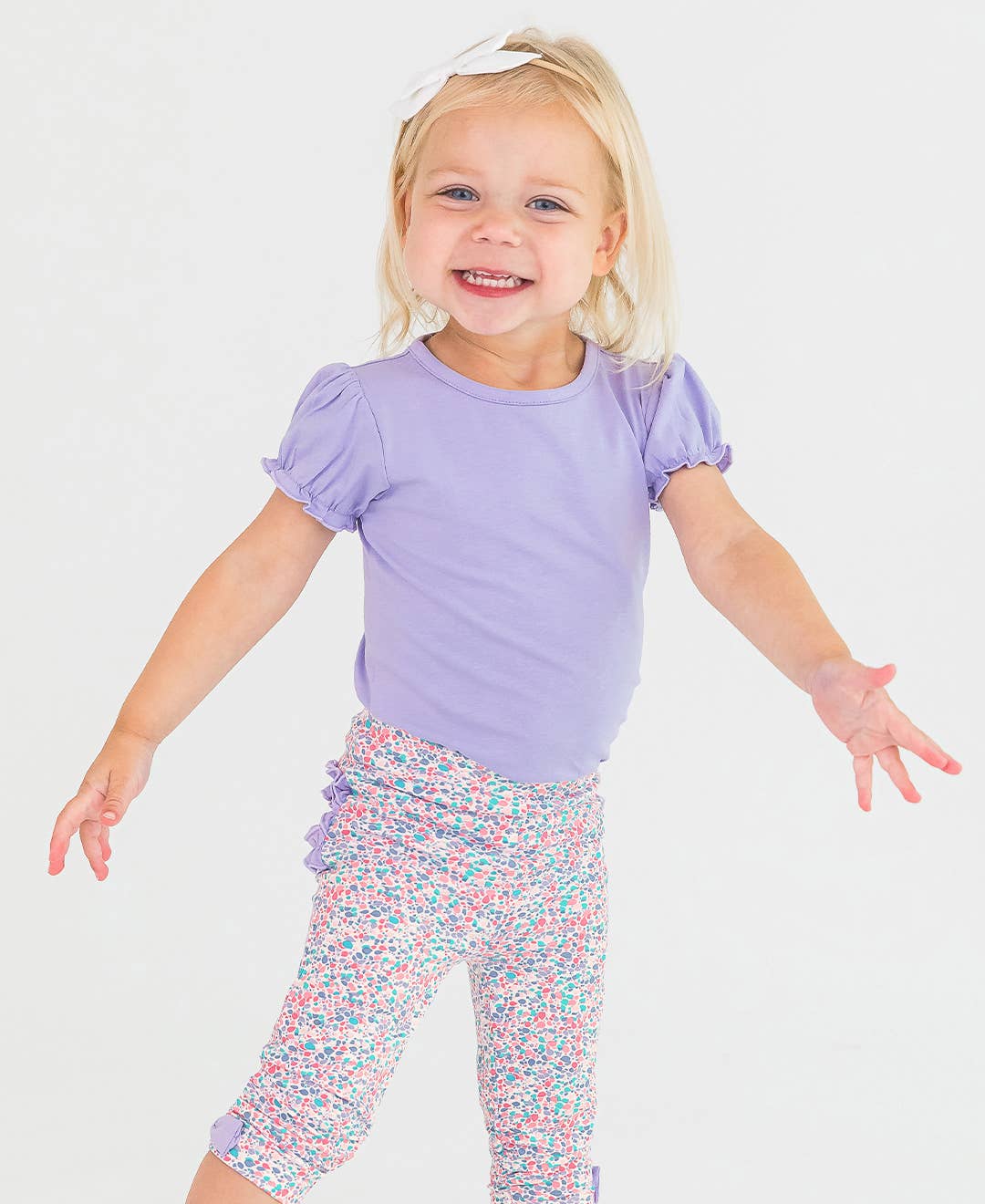 Baby Girls Lavender Knit Puff Short Sleeve Bodysuit: Purple / 12-18m