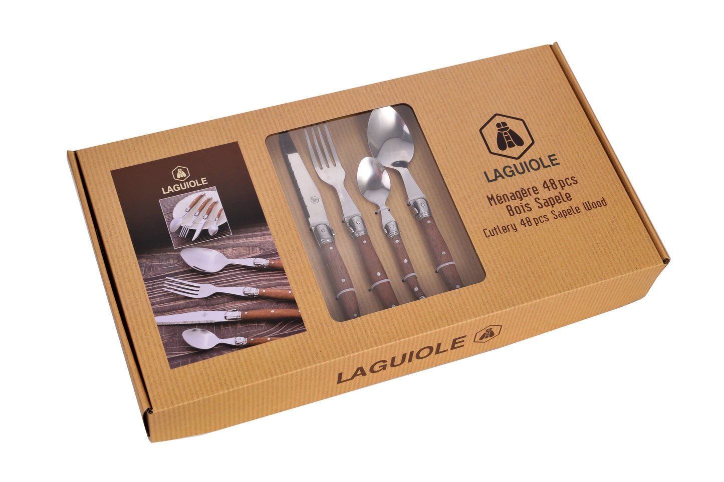 Laguiole 48-piece cutlery set sapele
