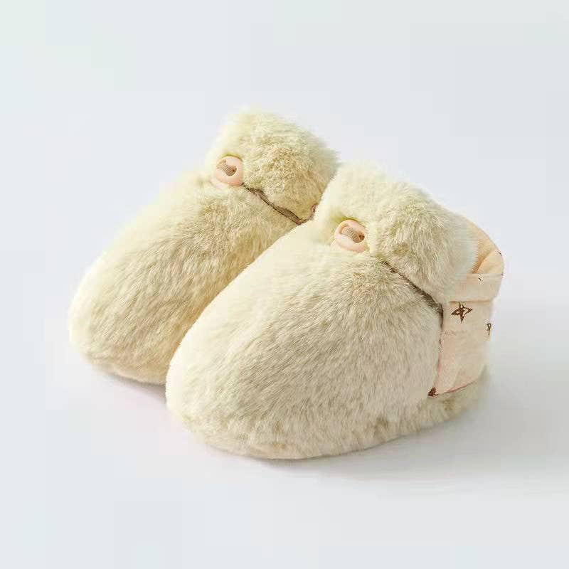 Newborn Baby Solid Color Plush Warm Shoes Outfits In Autumn: White / XS (0-6M) - Edwina Alexis