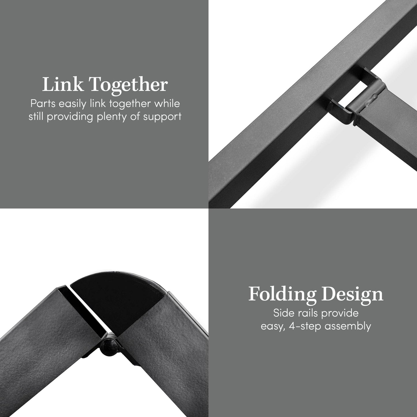 Vintage Style Black Finish Folding Bed Frame: Queen - Edwina Alexis