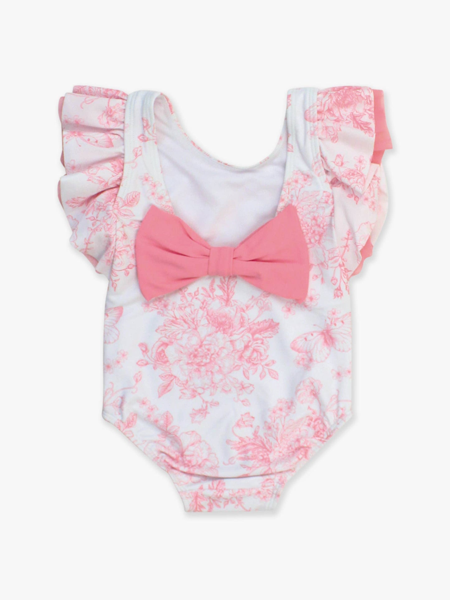 Girls Bubblegum Pink Butterfly Garden Toile Butterfly Sleeve One Piece Swimsuit
: Pink / 5 - Edwina Alexis