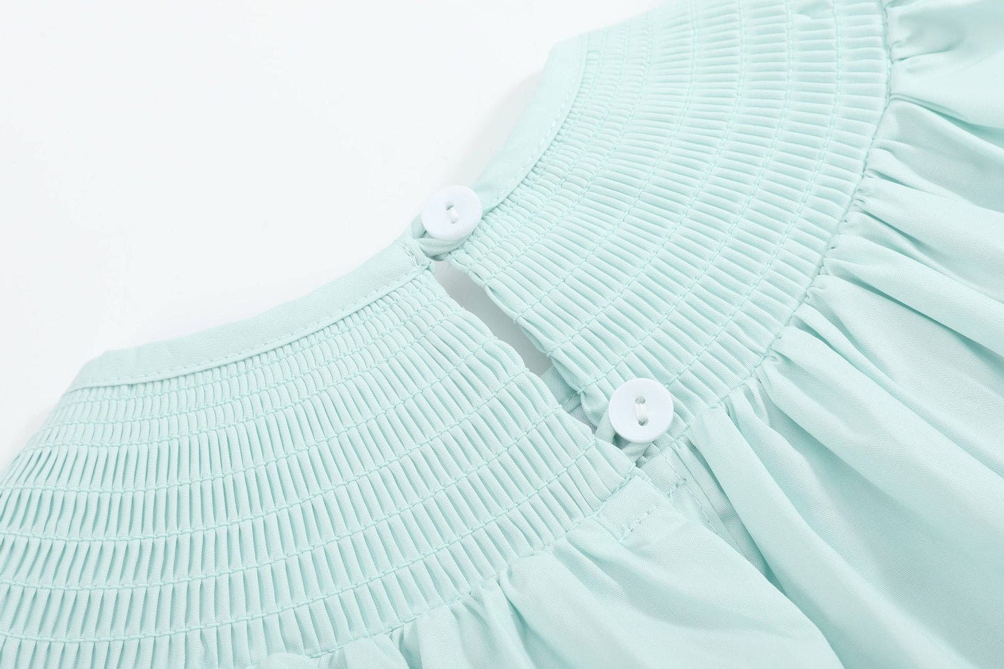 Misty Blue Easter Bunny Smocked Bishop Dress: 5Y