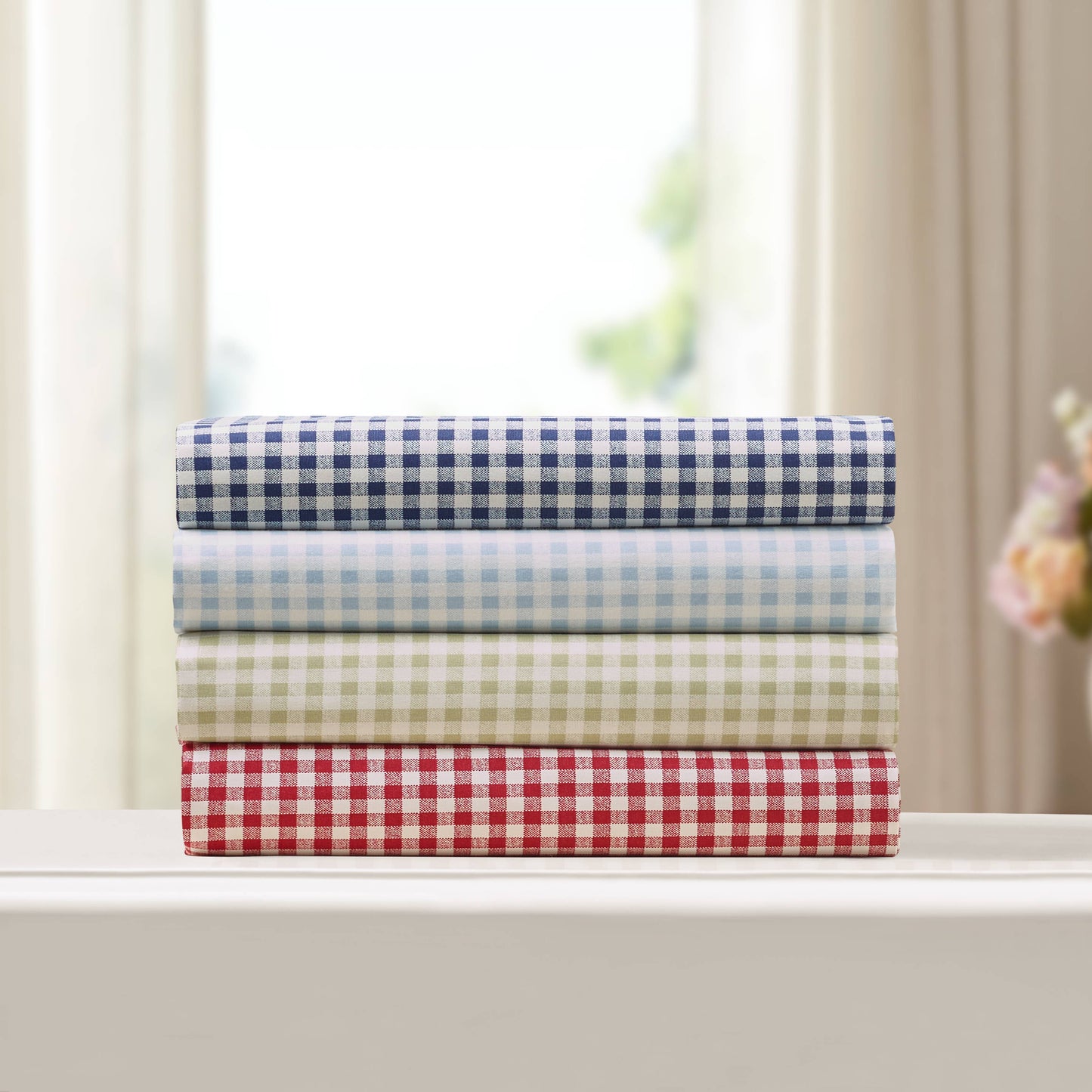 GINGHAM PRT SHEET SET TW GREEN - Edwina Alexis