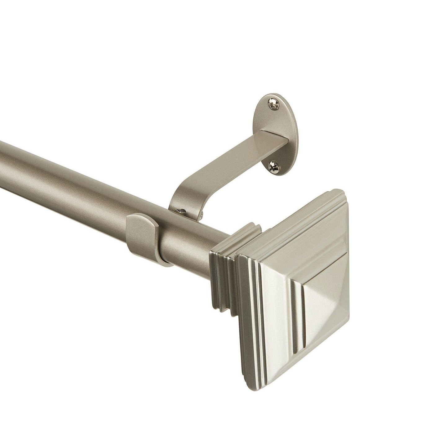 Florence 1" Window Drapery Single Curtain Rod with Stacked Square Finial: Antique Bronze / 48"-86"