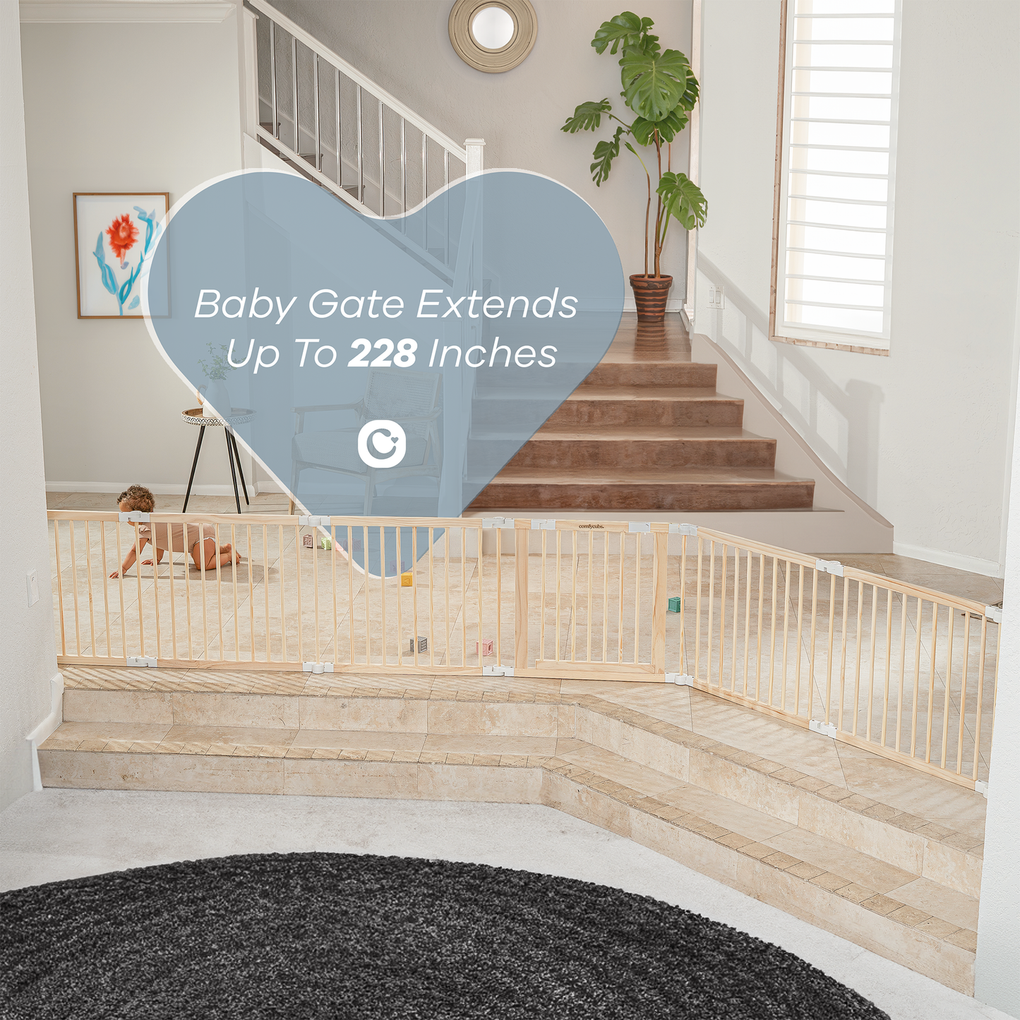 Playpen & Gate for Toddlers and Babies by Comfy Cubs: Natural Wood - Edwina Alexis