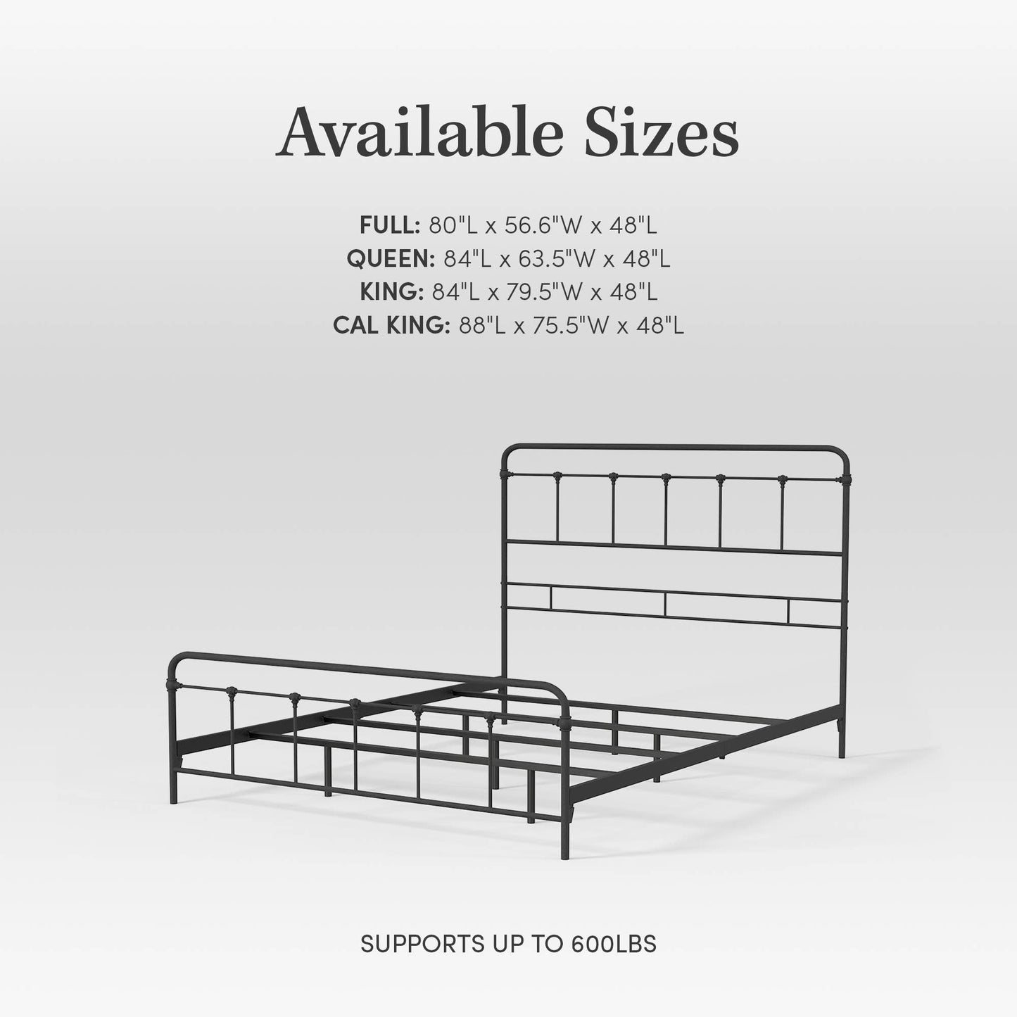 Vintage Style Black Finish Folding Bed Frame: Queen - Edwina Alexis