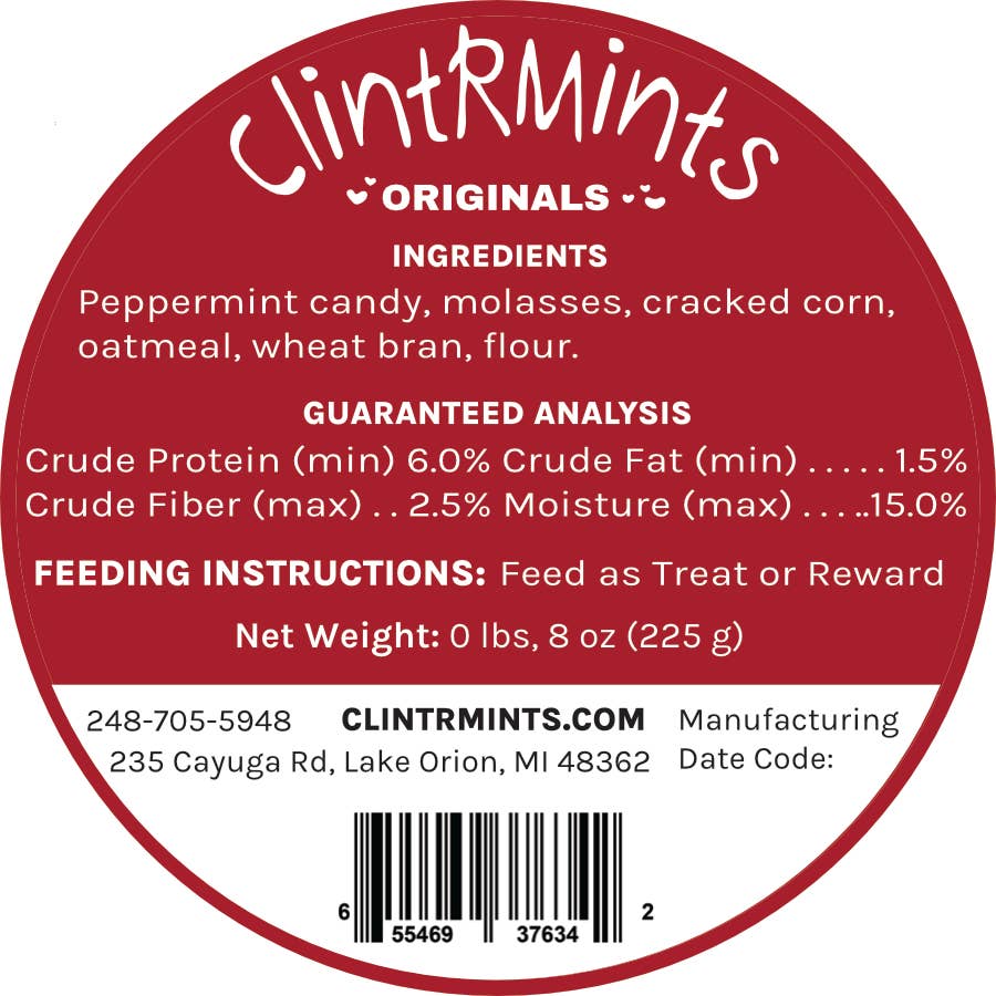 ClintRMint Horse Treats Original Flavor: Tall Container