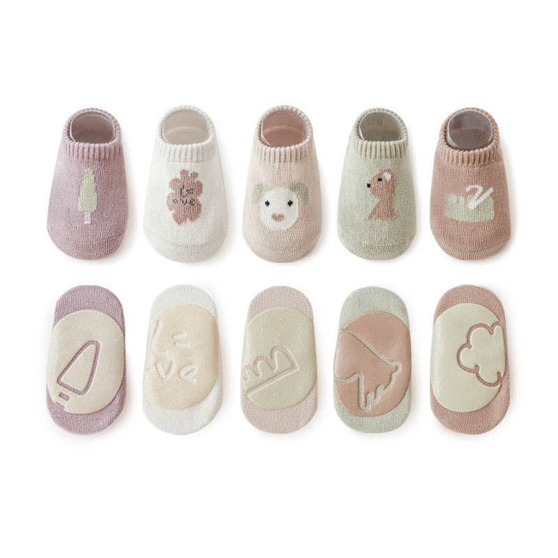 Kids Girl Embroidered Pattern Non-Slip Floor Soft Socks: White / S (0-1Y) - Edwina Alexis