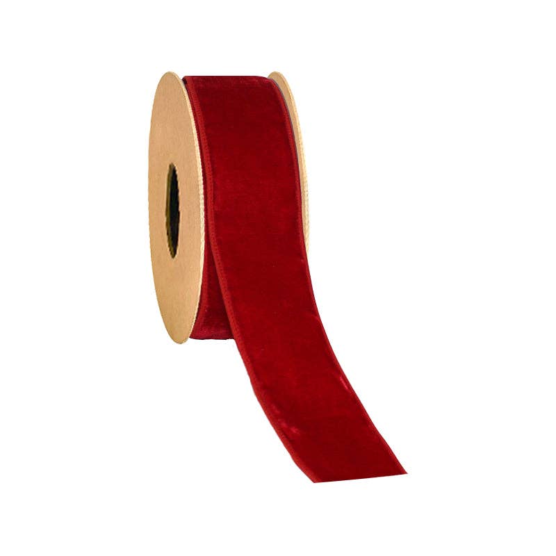 2 1/2" Wired Premium Velvet Ribbon w/ Tissue Back | Red - Edwina Alexis