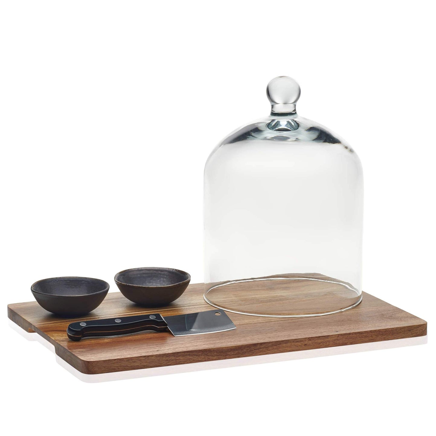 Libbey Acaciawood Cheese Board Serving Set with Glass Dome - Edwina Alexis
