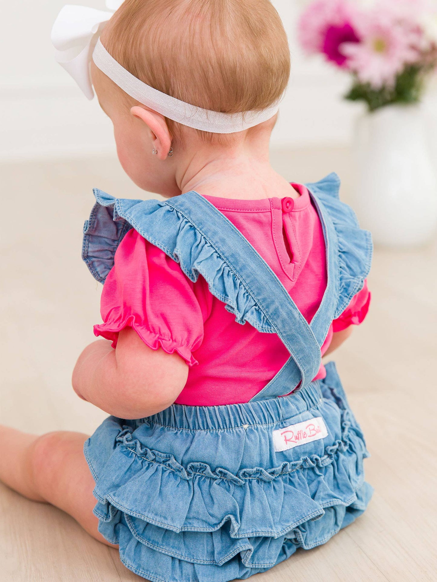 Baby Girls Hot Pink Knit Puff Short Sleeve Bodysuit: Pink / 12-18m