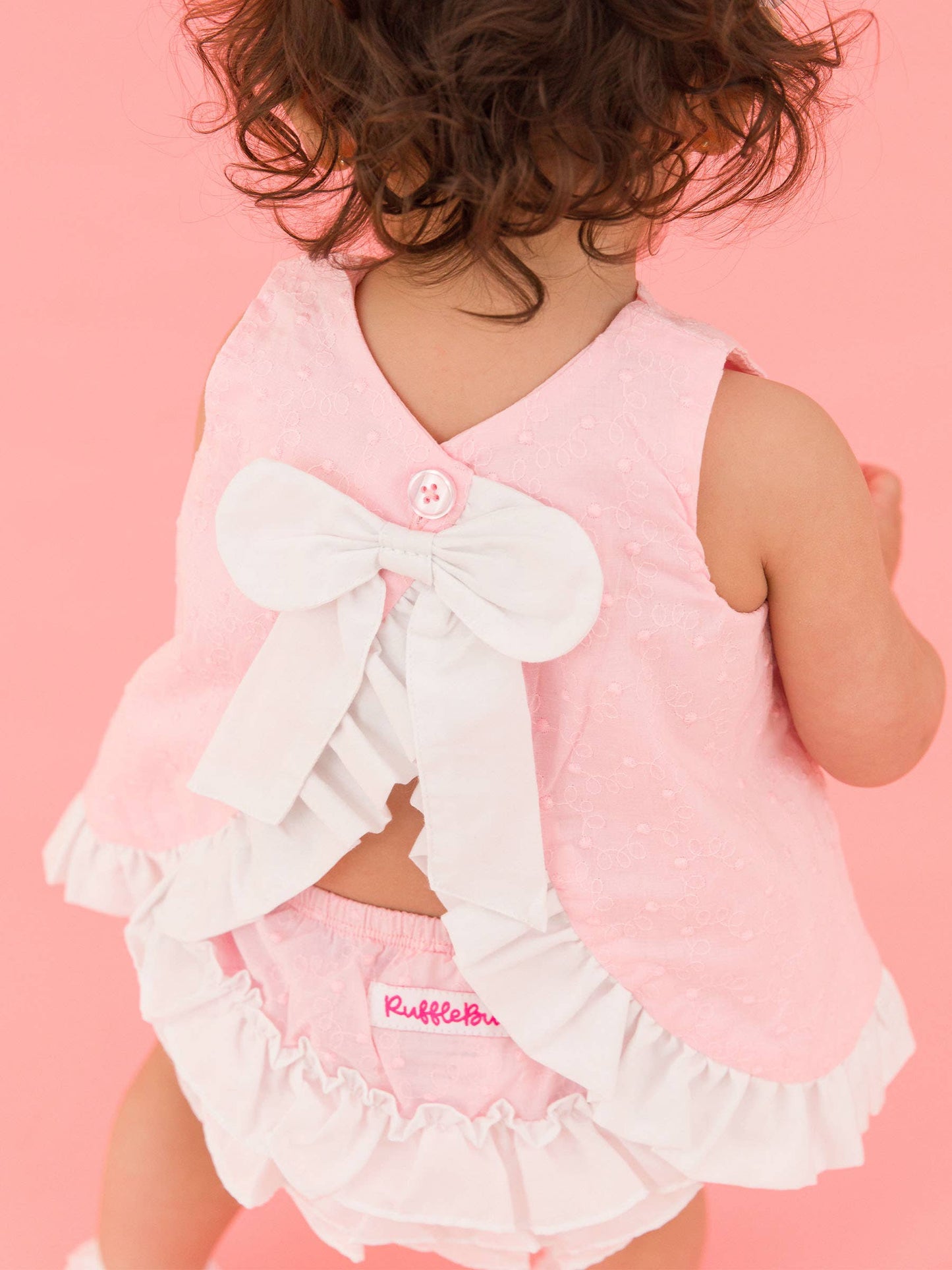 Baby Girls Pink & White Swiss Dot Swing Top & Bloomer Set: Pink / 6-12m - Edwina Alexis