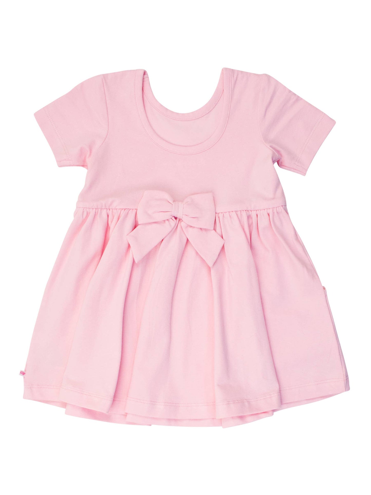 Girls Pink Short Sleeve Knit Twirl Dress: Pink / 12-18m