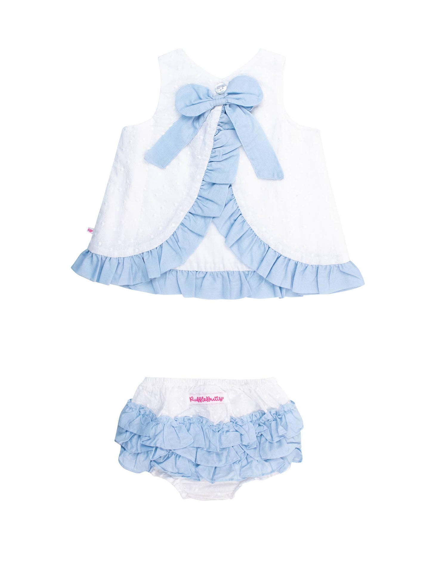 Baby Girls White & Light Blue Swiss Dot Swing Top & Bloomer Set
: White / 12-18m