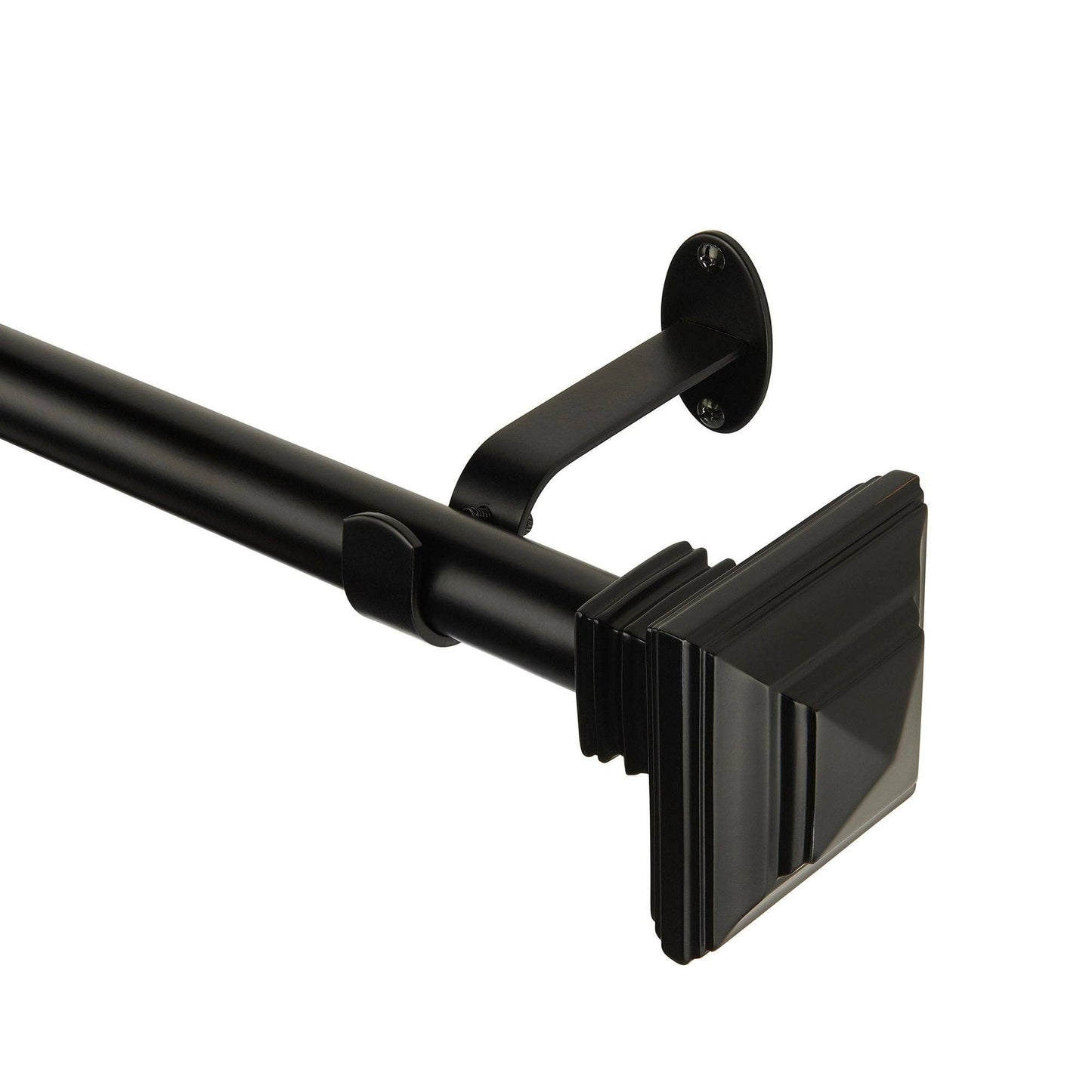 Florence 1" Window Drapery Single Curtain Rod with Stacked Square Finial: Antique Bronze / 48"-86"